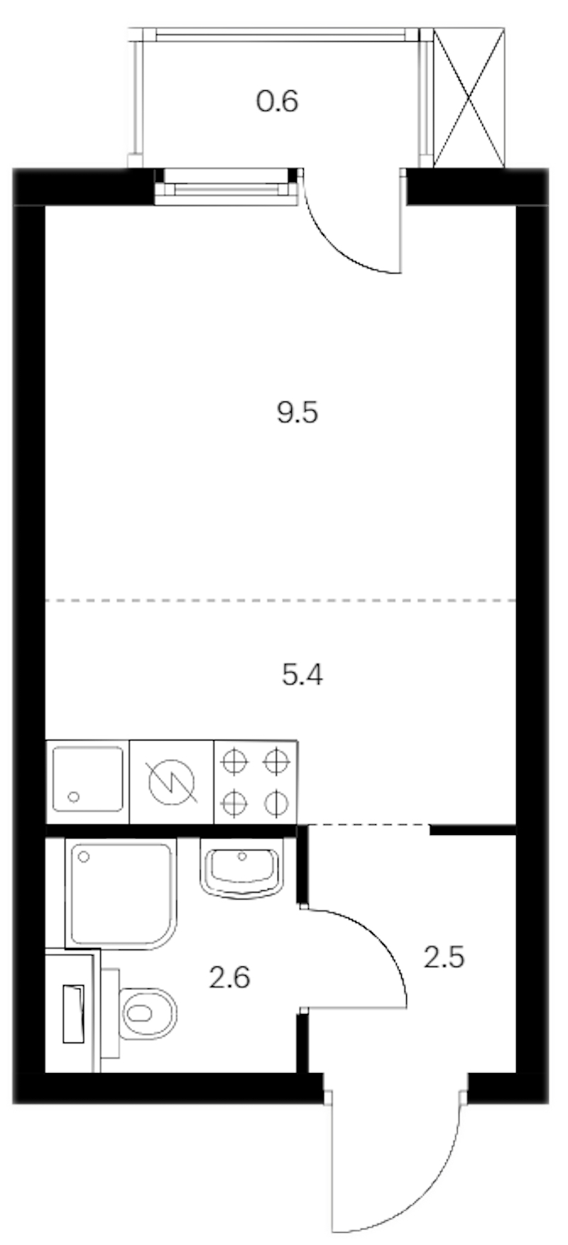 Квартира студия 20.6 м², 6/14 эт., ЖК «Витебский парк»